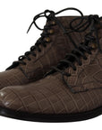 Dolce & Gabbana Elegant Crocodile Derby Brogue Boots