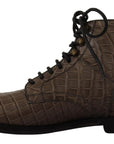 Dolce & Gabbana Elegant Crocodile Derby Brogue Boots
