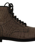 Dolce & Gabbana Elegant Crocodile Derby Brogue Boots