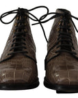 Dolce & Gabbana Elegant Crocodile Derby Brogue Boots