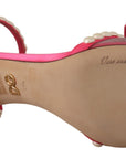 Dolce & Gabbana Elegant Pink Pearl Embellished Heels Sandals