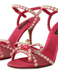 Dolce & Gabbana Elegant Pink Pearl Embellished Heels Sandals
