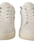 Dolce & Gabbana Elegant White Leather Sneakers with Gold Accents