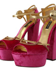 Dolce & Gabbana Ethereal Pink Velvet Crystal Sandals