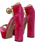 Dolce & Gabbana Ethereal Pink Velvet Crystal Sandals