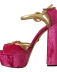 Dolce & Gabbana Ethereal Pink Velvet Crystal Sandals