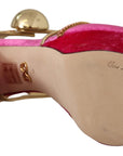 Dolce & Gabbana Ethereal Pink Velvet Crystal Sandals