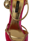 Dolce & Gabbana Ethereal Pink Velvet Crystal Sandals