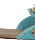 Dolce & Gabbana Exquisite Crystal-Embellished Exotic Leather Sandals