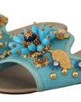 Dolce & Gabbana Exquisite Crystal-Embellished Exotic Leather Sandals