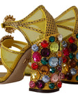 Dolce & Gabbana Stunning Crystal-Embellished Yellow Leather Sandals