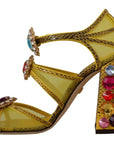 Dolce & Gabbana Stunning Crystal-Embellished Yellow Leather Sandals