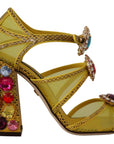 Dolce & Gabbana Stunning Crystal-Embellished Yellow Leather Sandals