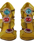 Dolce & Gabbana Stunning Crystal-Embellished Yellow Leather Sandals