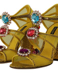 Dolce & Gabbana Stunning Crystal-Embellished Yellow Leather Sandals