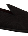 Dolce & Gabbana Black Floral Brocade Slippers