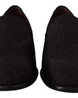 Dolce & Gabbana Black Floral Brocade Slippers
