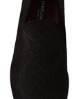 Dolce & Gabbana Black Floral Brocade Slippers