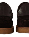 Dolce & Gabbana Elegant Suede Crocodile Loafers in Brown