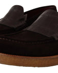 Dolce & Gabbana Elegant Suede Crocodile Loafers in Brown