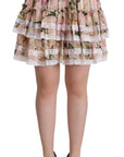 Dolce & Gabbana Elegant Lily Print Tiered A-Line Mini Skirt
