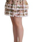 Dolce & Gabbana Elegant Lily Print Tiered A-Line Mini Skirt