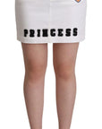Dolce & Gabbana Chic Embellished White Denim Mini Skirt