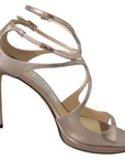 Jimmy Choo Ballet Pink Liquid Mirror Leather Sandals