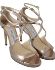 Jimmy Choo Ballet Pink Liquid Mirror Leather Sandals