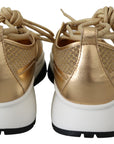 Jimmy Choo Golden Glamour Mesh Leather Sneakers