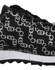 Jimmy Choo Elegant Black & Silver Leather Sneakers
