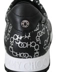 Jimmy Choo Elegant Black & Silver Leather Sneakers