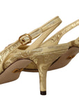 Dolce & Gabbana Gleaming Gold Crystal Slingback Heels