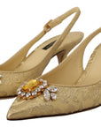 Dolce & Gabbana Gleaming Gold Crystal Slingback Heels