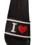 Dolce & Gabbana Elegant Black Leather Slide Sandals for Her