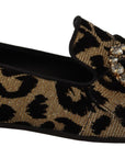 Dolce & Gabbana Elegant Leopard Crystal Gem Loafers