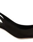 Dolce & Gabbana Elegant Black Leather Slingbacks Heels