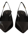 Dolce & Gabbana Elegant Black Leather Slingbacks Heels