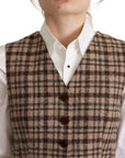 Dolce & Gabbana Elegant Checkered V-Neck Sleeveless Vest Top