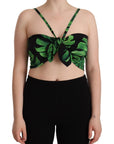 Dolce & Gabbana Elegant Leaf Print Halter Cropped Top