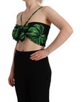 Dolce & Gabbana Elegant Leaf Print Halter Cropped Top
