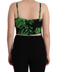 Dolce & Gabbana Elegant Leaf Print Halter Cropped Top