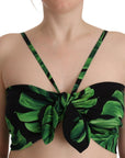 Dolce & Gabbana Elegant Leaf Print Halter Cropped Top