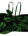 Dolce & Gabbana Elegant Leaf Print Halter Cropped Top