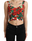 Dolce & Gabbana Elegant Red Cropped Top with Geranium Print