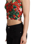 Dolce & Gabbana Elegant Red Cropped Top with Geranium Print