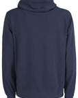 Yes Zee Blue Cotton Blend Hooded Sweatshirt with Front Pocket