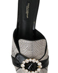 Dolce & Gabbana Crystal-Embellished Exotic Leather Sandals
