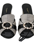 Dolce & Gabbana Crystal-Embellished Exotic Leather Sandals