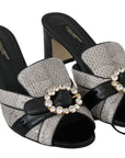Dolce & Gabbana Crystal-Embellished Exotic Leather Sandals